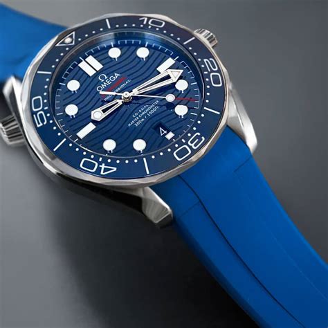 omega seamaster with blue rubber strap|omega seamaster replacement strap.